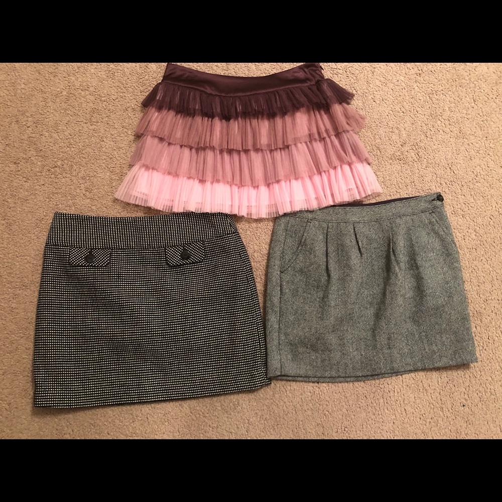 3 mini skirts. Bebe (pink) Gap & Banana Republic